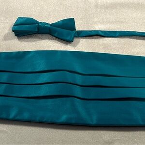 Satin Bow Tie & Cummerbund Set - Teal (15 available)